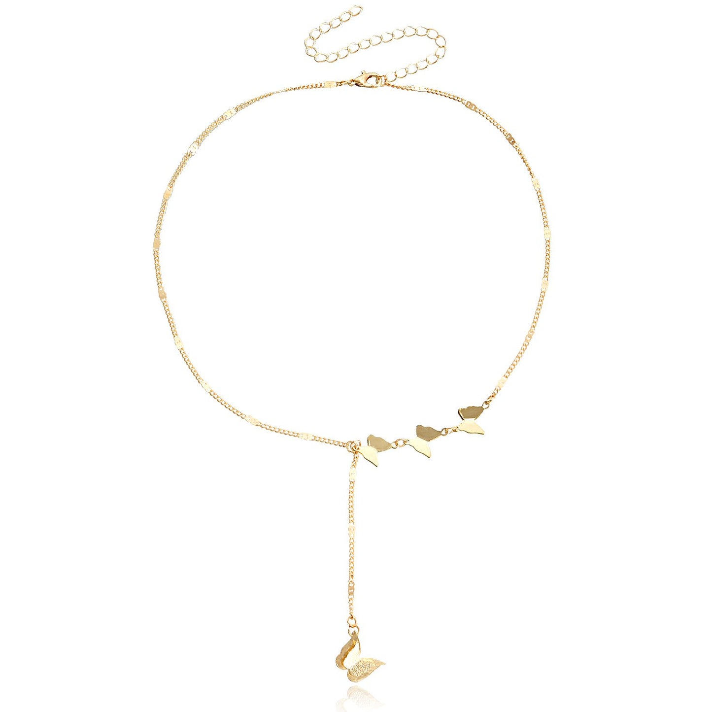Ins fashion metal tassel butterfly necklace femininity personality golden butterfly clavicle chain