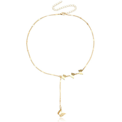 Ins fashion metal tassel butterfly necklace femininity personality golden butterfly clavicle chain