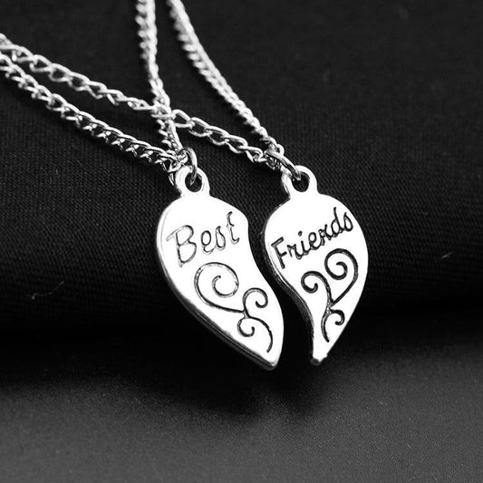 BestFriends Alloy Peach Heart Pendant Boudoir Honey Love Stitching Pendant Lettering Necklace