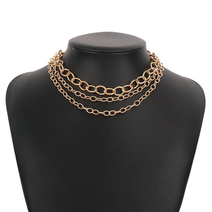 N122 simple cross chain stacked necklace metal thick chain exaggerated hip-hop punk necklace female