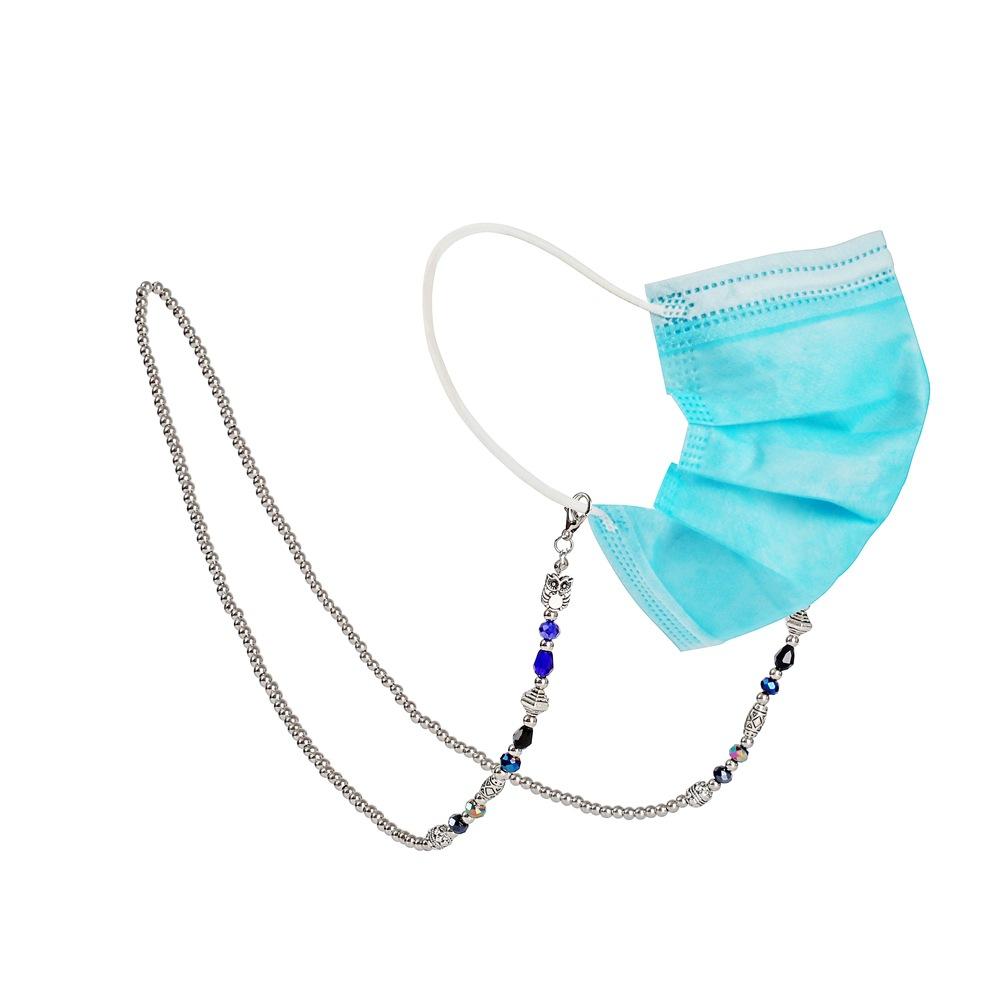Mask anti-lost hanging chain fashion silver round beads retro mix and match mask lanyard colorful bead necklace
