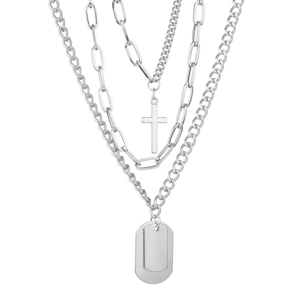 Personality Necklace Female Street Hip Hop Disc Student Multi-layer Simple Sweater Chain Internet Celebrity Cool Pendant Trend