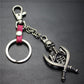 Double Sword Reaper Skull Alloy Pendant Leather Keychain Retro Key Ring Pendant Gift