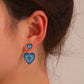 Ins color matching love earrings female retro fashion personality alloy drop nectarine peach heart earrings