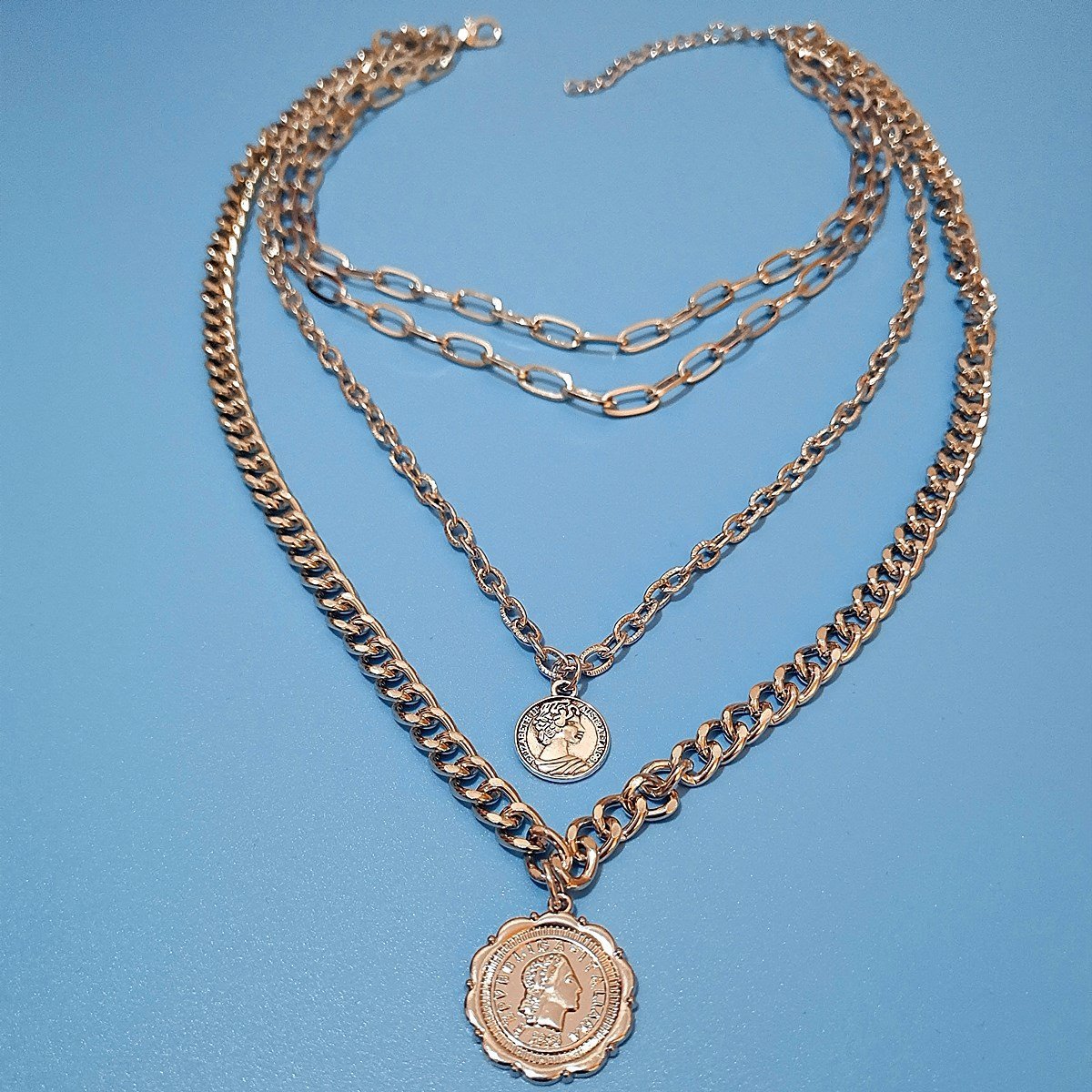 Jewelry Heavy Metal Texture Queen Embossed Pendant Necklace Sweater Chain Female Simple Multilayer Necklace
