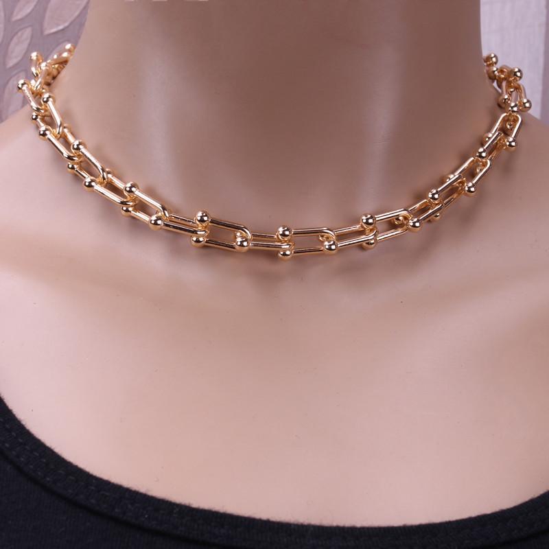 Simple design U-shaped horseshoe buckle splicing bracelet necklace personality cold chain earrings