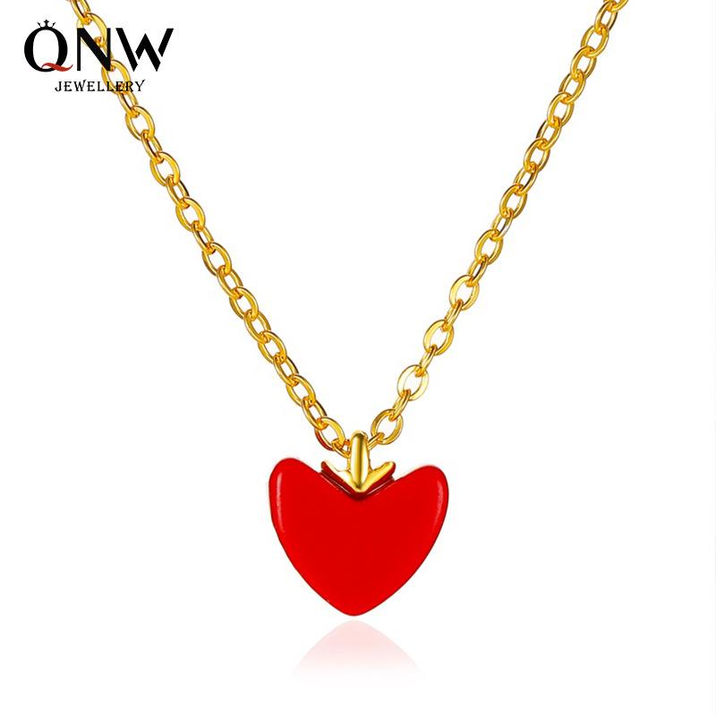 Simple red love necklace vitality girl wild little red heart pendant clavicle chain stall