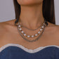 1513 irregular choker necklace PU leather imitation pearl chain multi-element exaggerated necklace