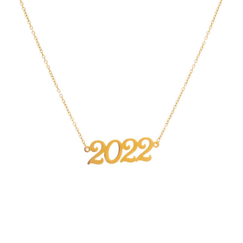 Personalized Fashion Year Necklace Stainless Steel Hollow Number Necklace