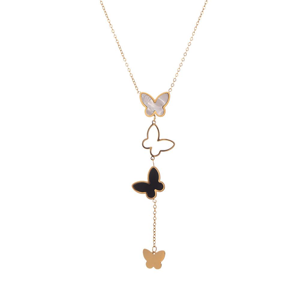 Original fresh small butterfly necklace light luxury niche stainless steel collarbone chain inssen series for girlfriend