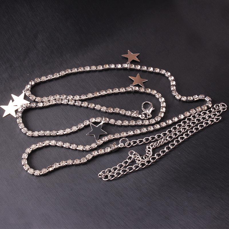 Hip-hop punk metal single layer diamond chain star pendant ins fashion all-match waist chain