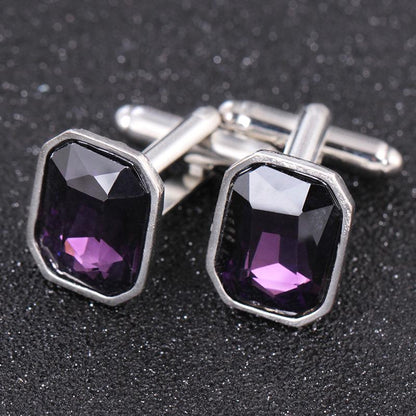 Square Crystal Cufflinks Jewelry Men's Cufflinks Gemstone Shirt Sleeve Nail Pattern Cufflinks