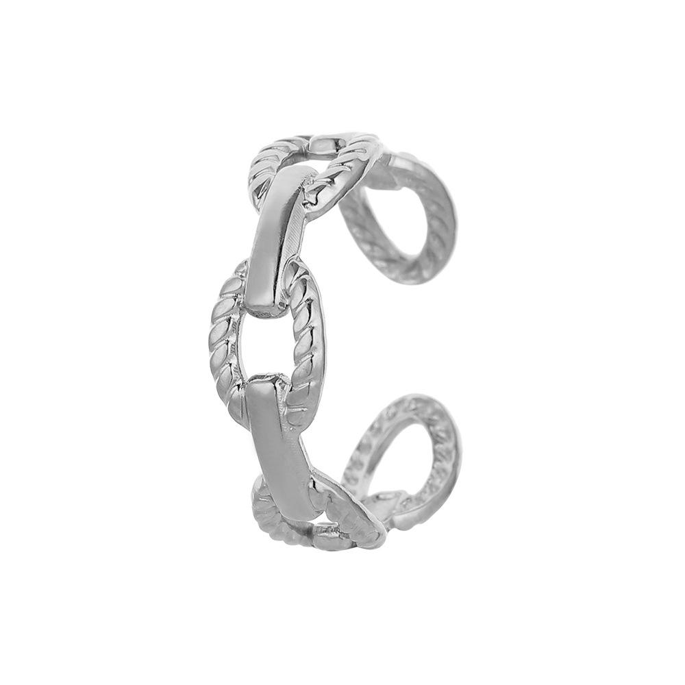 Personality fashion stainless steel interlocking twist open ring trendy punk ins simple ring