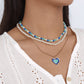 N9938 Retro Pearl Necklace Women's Multi-layer Fashion Drip Oil Heart Necklace Romantic Temperament Geometric Necklace