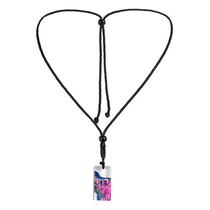 ETSY creative handmade Danxia landform landscape square pendant jellyfish coral seascape resin necklace jewelry