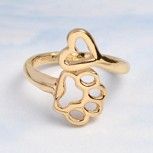 19 Years Explosive Love Dog Print Ring Open Ring Love Dog Print Ring Jewelry