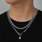 Double-layer stainless steel Cuban chain NK chain OT buckle ball necklace men's titanium steel necklace does not fade male