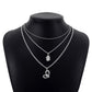 N1192 Hip Hop Multi-Layered Necklace Women's Love Palm Micro-inlaid Metal Personality Sweet Necklace