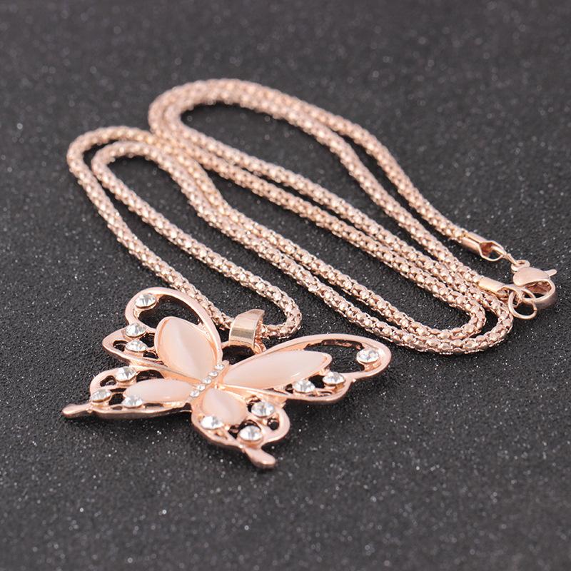 Fashion Butterfly Necklace Creative Animal Pendant Personality Simple Diamond Jewelry