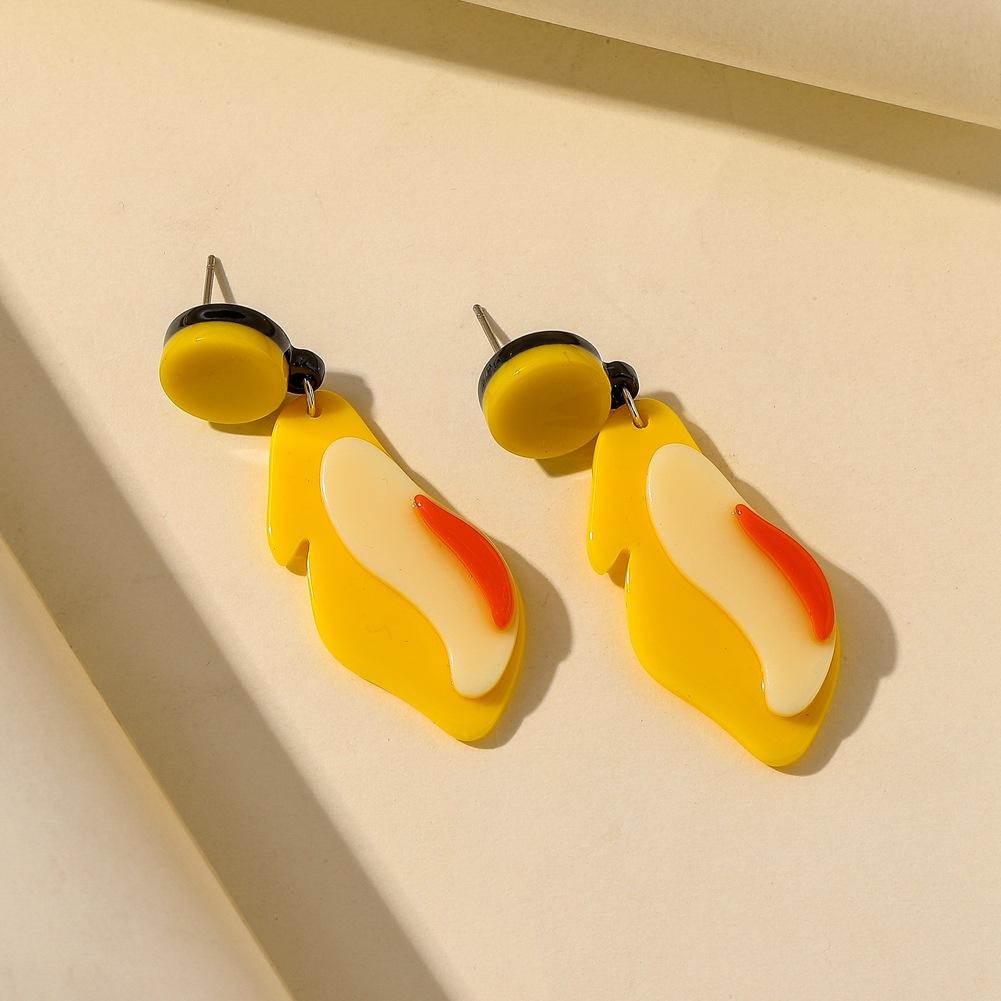 Creative Acrylic Exaggerated Contrast Color Earrings Fashion Irregular Three-dimensional Pattern Candy Color Fresh Earrings Female