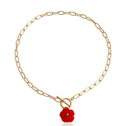 Jewelry Rose French Fresh and Sweet Pendant Necklace Sweater Chain Fashion Niche Design Necklace