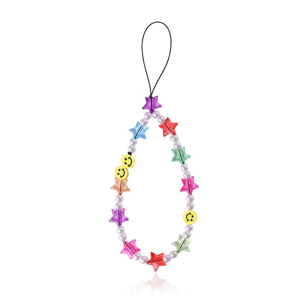 Jewelry Pearl Smiley Soft Pottery Mobile Phone Chain Acrylic Fruit Five-pointed Star Mobile Phone Anti-lost Lanyard