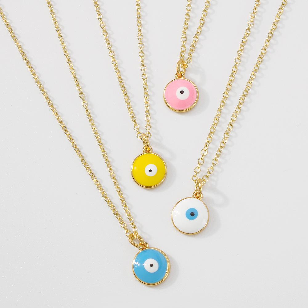 ZN76 Xiaohongshu Simple Net Red Necklace Female Drip Oil Round Niche Geometric Necklace Commuter Fashion Necklace