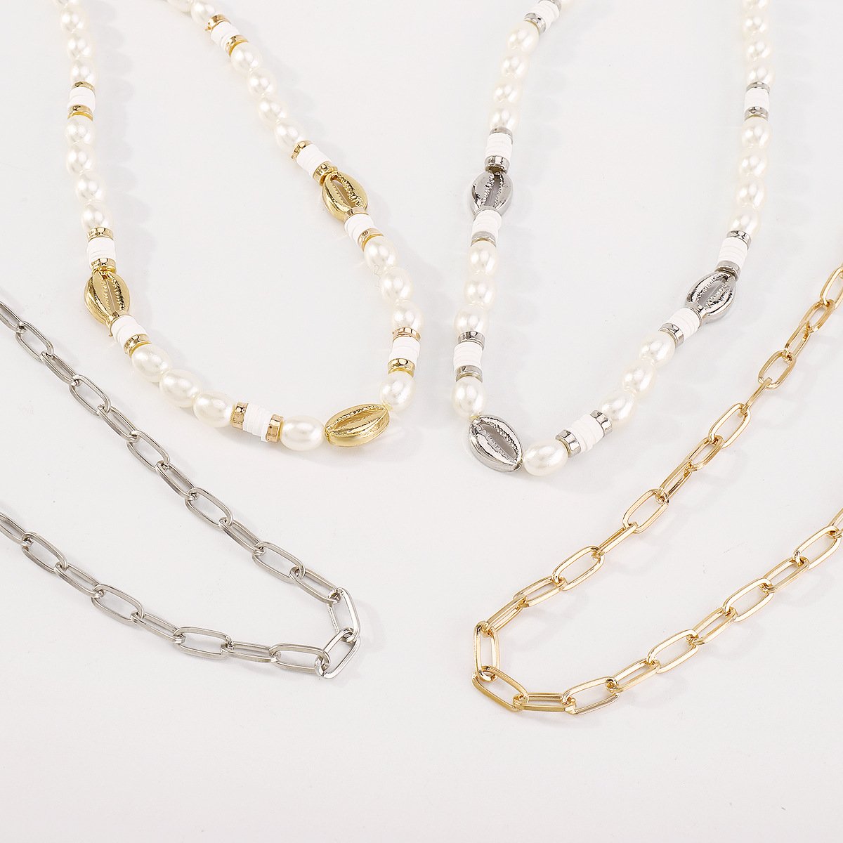 N1351 Elegant Retro Ethnic Necklace Pearl Shell Chain Multi-element Necklace Exaggerated Necklace