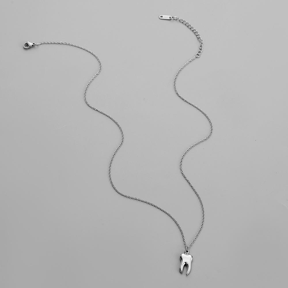 Fashion Personality Simple Niche Design Men's Stainless Steel Teeth Pendant Titanium Steel Necklace Necklace