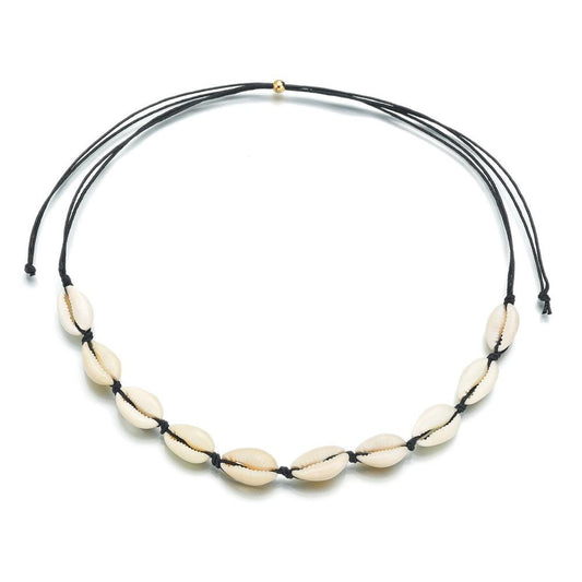 Bohemian shell necklace cotton thread knotted CCB retractable shell necklace hair accessories jewelry multi-purpose