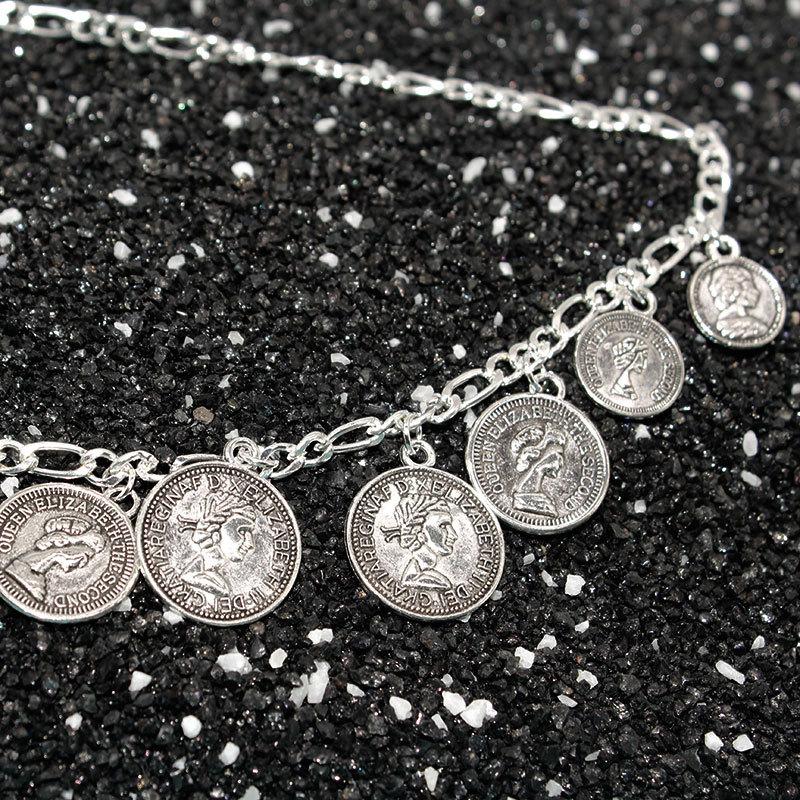 Popular Jewelry Trend Fashion Simple Portrait Engraving Coin Chain Necklace