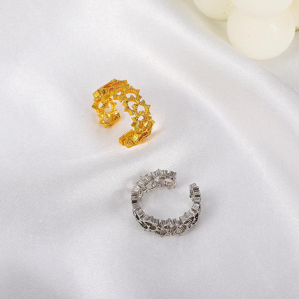 Creative woven mesh metal sun ring ins hip-hop cold street trend hollow ring female