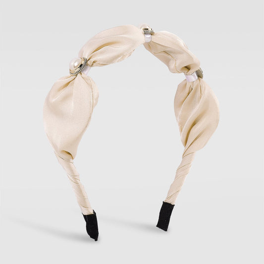 F4257 French baroque fashion headband Xiaoxiang wide edge imitation pearl fold fabric sweet headband