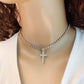 Jewelry Creative Simple Versatile Ins Pendant Full Diamond Cross Short Clavicle Necklace Female