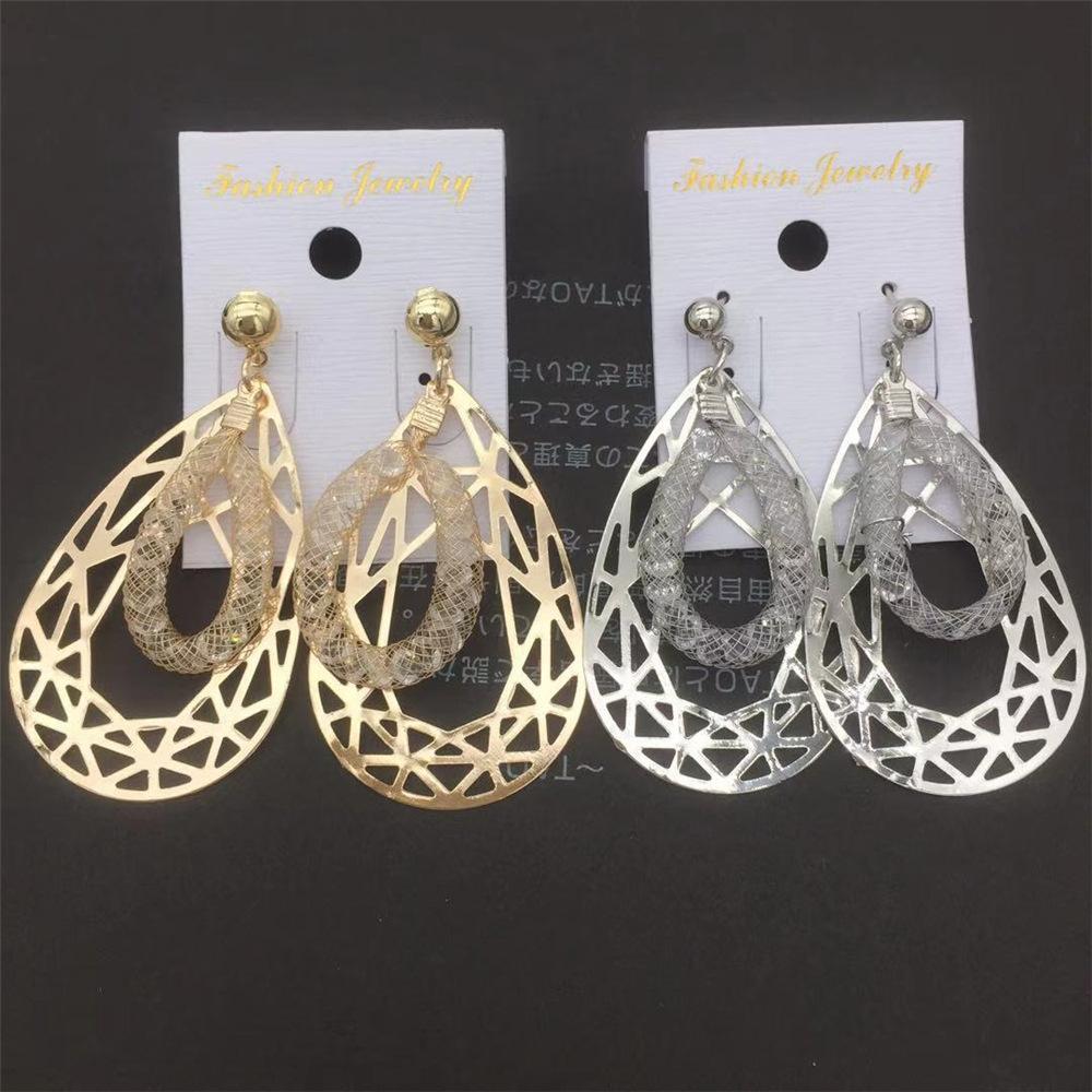 Hollow water drop bird's nest earrings imitation zircon earrings water drop earrings female earrings