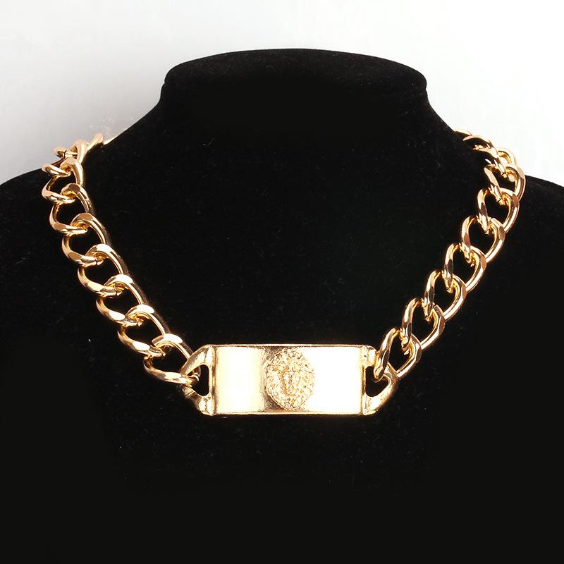 Exaggerated Fashion Bracelet Necklace Set Female Ins Hip Hop Retro Clavicle Chain Men and Women