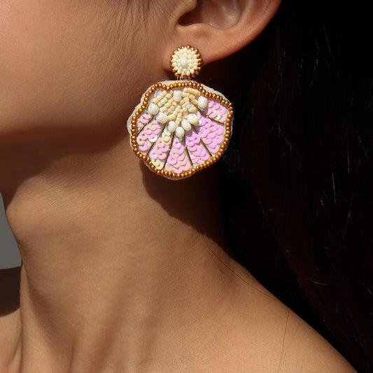 E1336 Jewelry Personality Beaded Sequins Colorful Earrings Design Shell Gradient Earrings