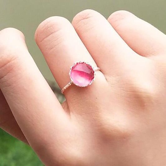 Simple Ruby Ring Female Ins Fashion Personality Temperament Colorful Round Index Finger Ring Valentine's Day Gift