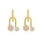 Ins copper inlaid zircon U-shaped geometric earrings French light luxury personality temperament hollow ball earrings earrings
