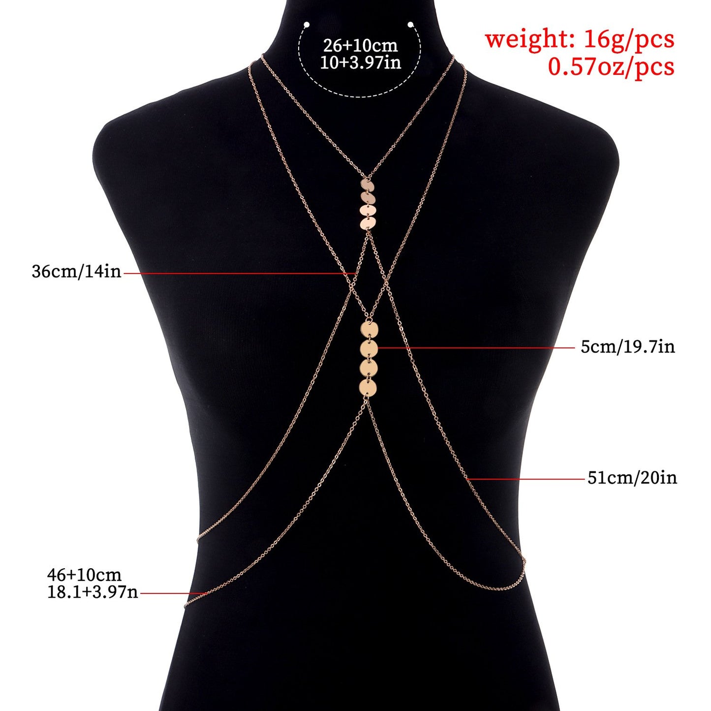 Jewelry Simple Round Sequin Pendant Body Chain Trendy Women's Night Sexy Alloy Chain Chest Chain