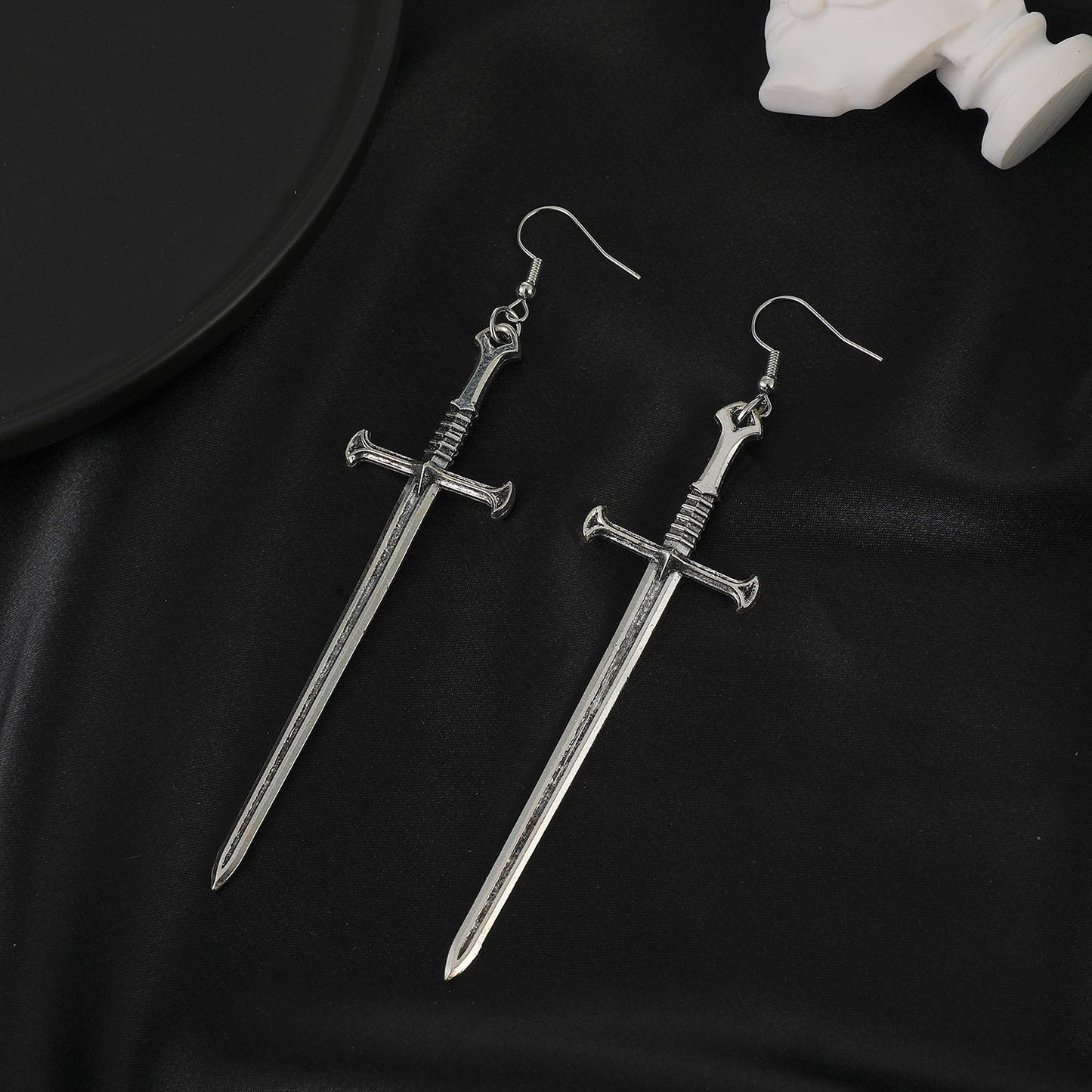 Dark Punk Metal Cross Sword Earrings Retro Personality Exaggerated Dagger Earrings Fashion Earrings Female