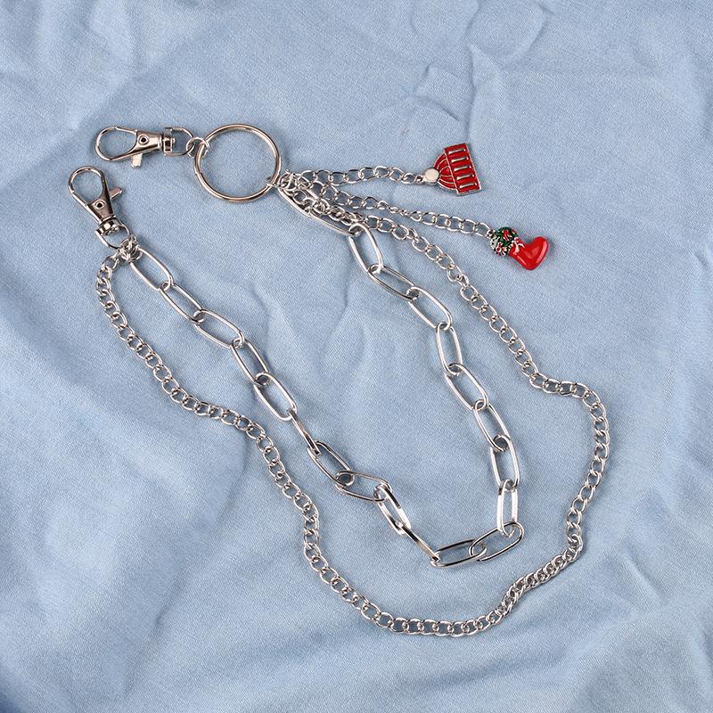 Autumn and winter double-layer pants chain Christmas chain with snowflake socks embellished with festive ornaments