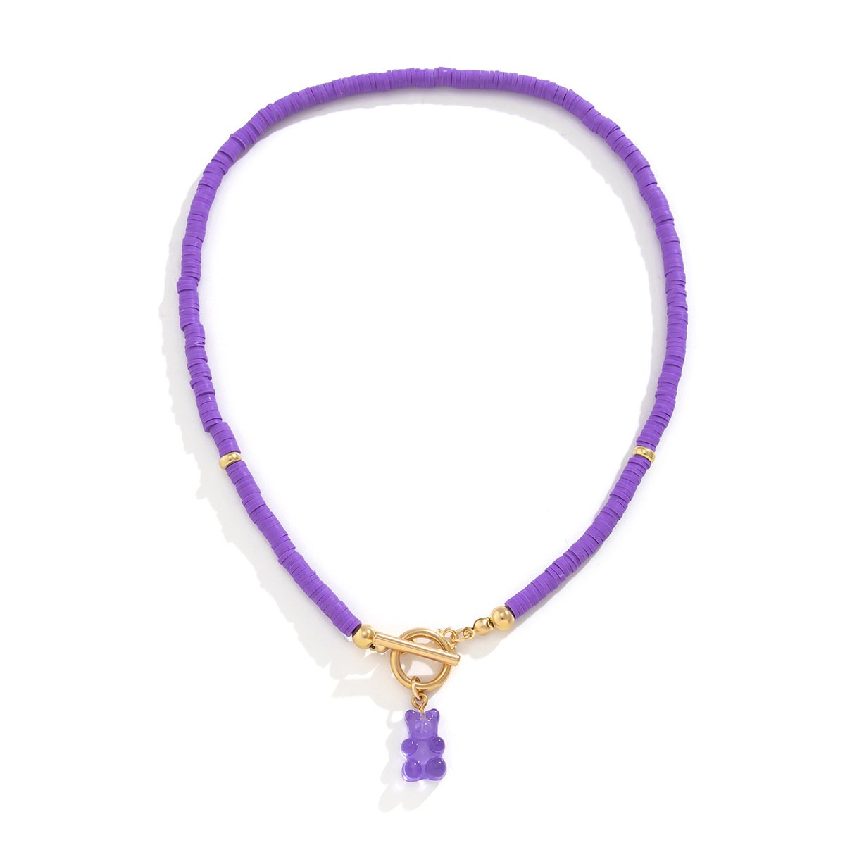 Jewelry Cute Cartoon Versatile Clavicle Chain Niche Simple Color Transparent Juice Bear Necklace