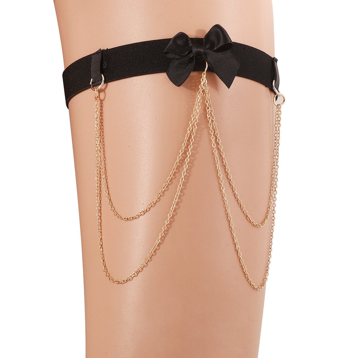 C353 Night Sexy Fashion Leg Ring Elastic Belt Bowknot Chain Tassel Leg Chain Ankle Ring Female