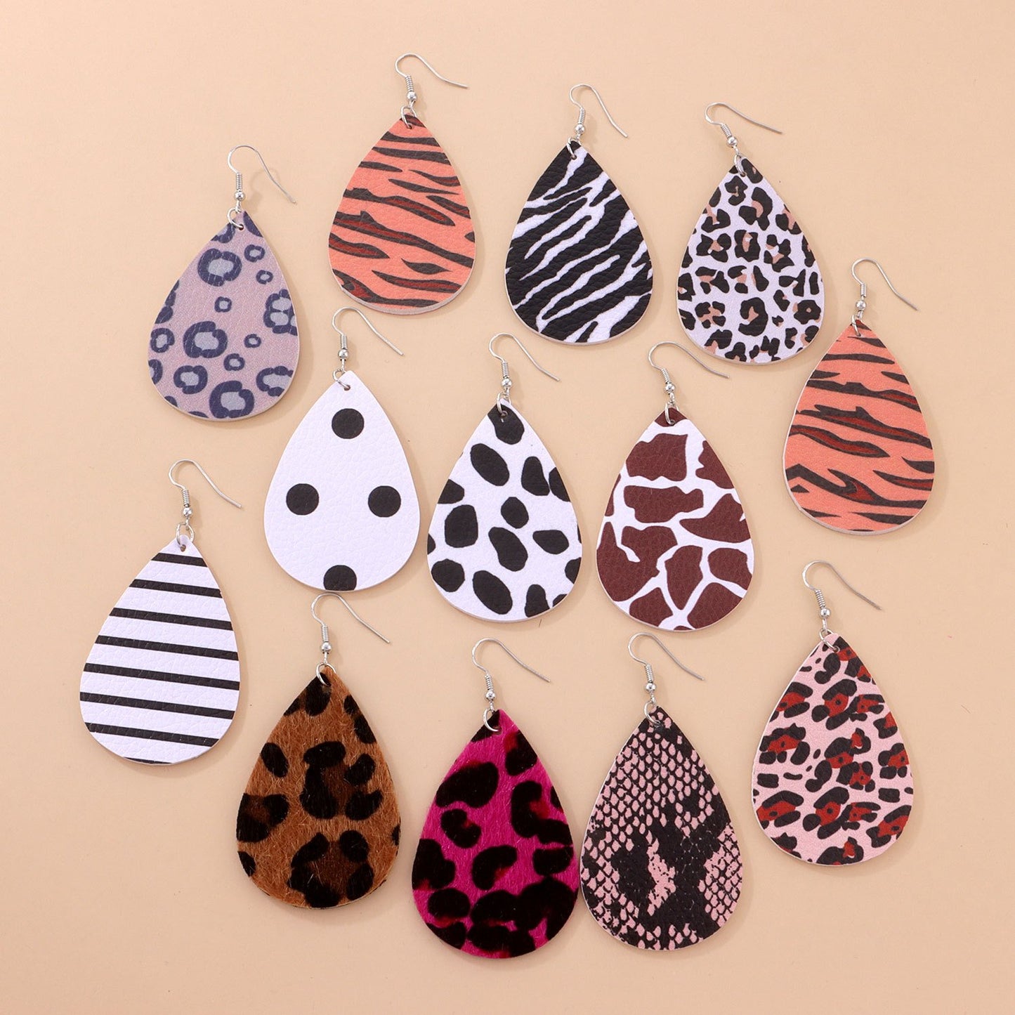 Jewelry Leopard Combination Leather Earrings Female Valentine's Day Fashion PU Earrings
