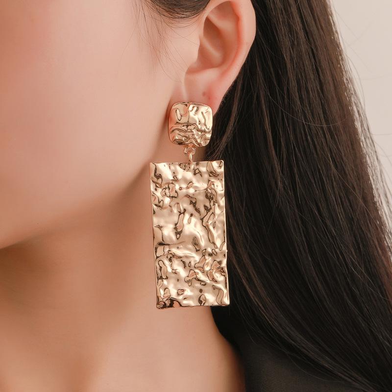 Ins long irregular earrings female fashion creative fold temperament earrings simple geometric earrings