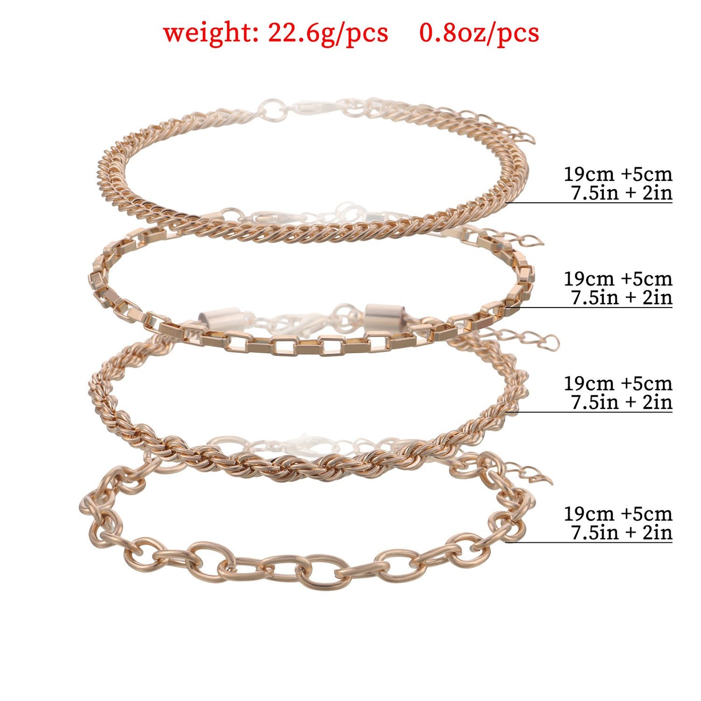 Jewelry Fashion Hemp Rope Trend Ladies Bracelet Simple Thick Chain 5 Sets