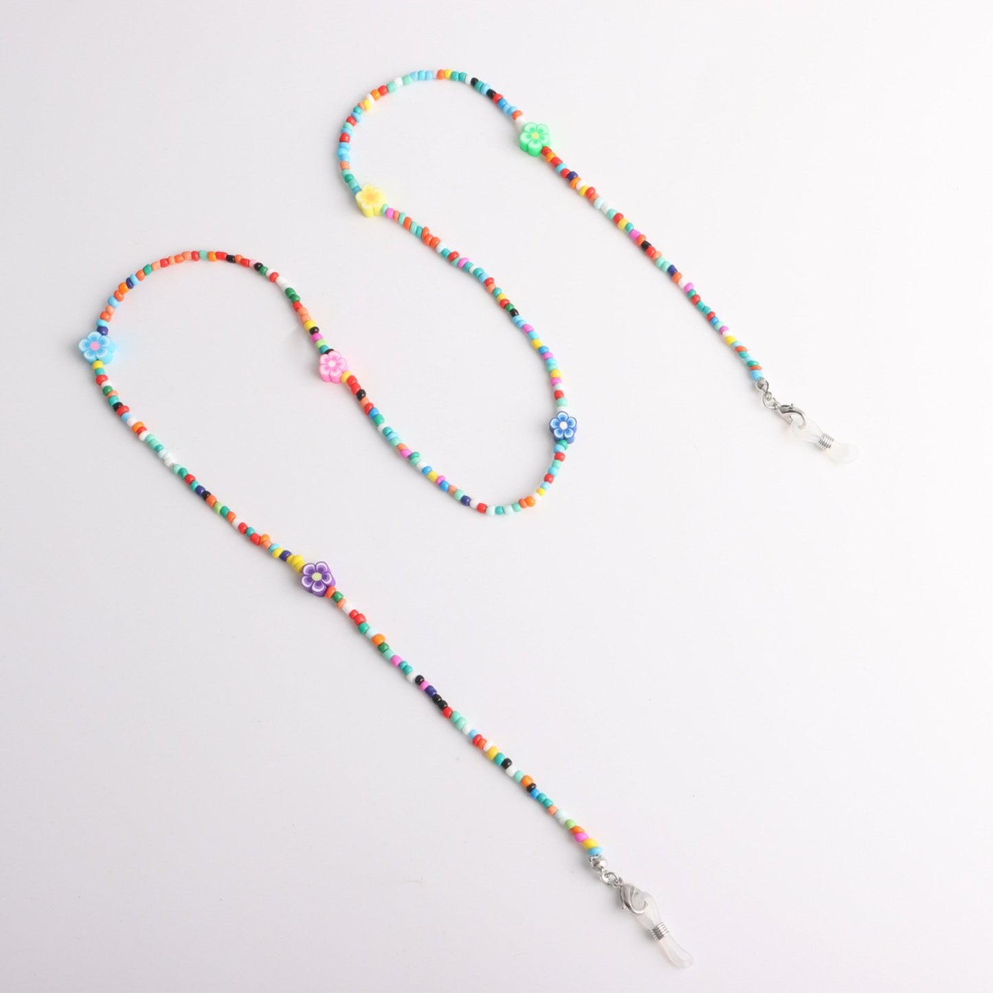 Jewelry colorful flower pattern soft pottery bead glasses chain ladies personality fashion mask non-slip lanyard