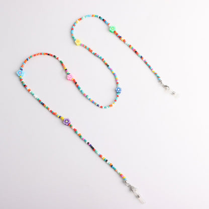 Jewelry colorful flower pattern soft pottery bead glasses chain ladies personality fashion mask non-slip lanyard