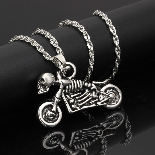 Personalized Hip-hop Necklace Accessories Trendy Men's Night Motorcycle HIPHOP Skull Pendant Jewelry